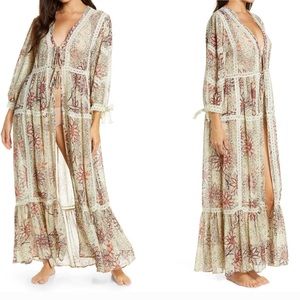 Free People Intimately FP Grasslands Lace Long Kimono Robe